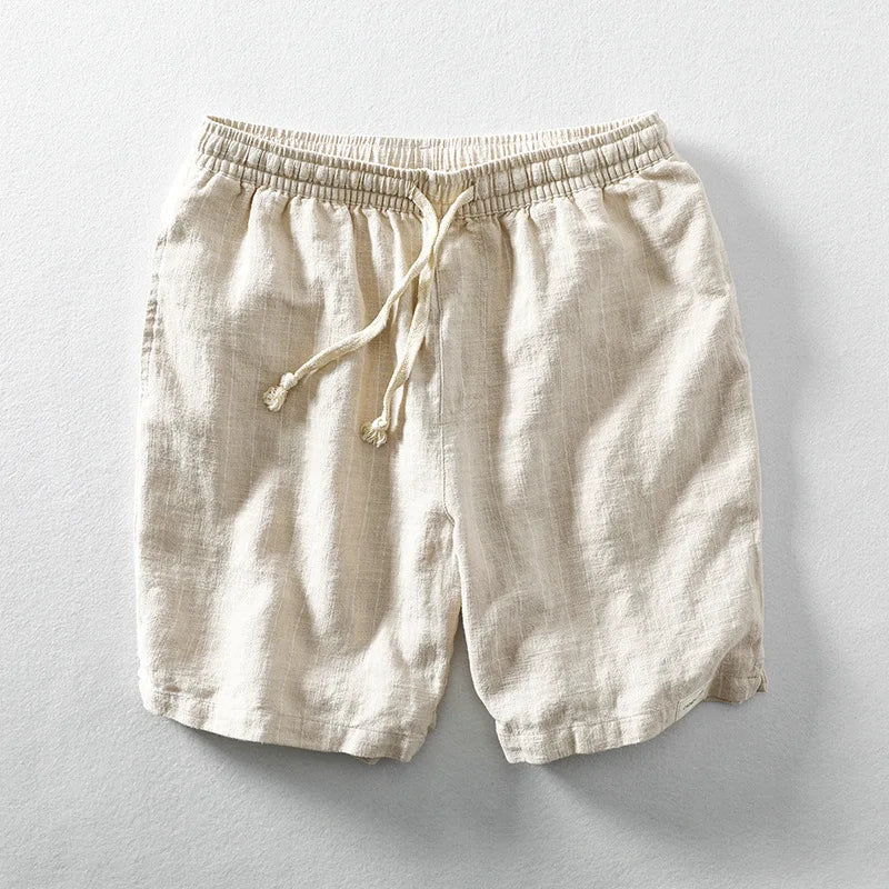 Herren-Casual-Shorts aus Baumwolle und Leinen, lockere Passform