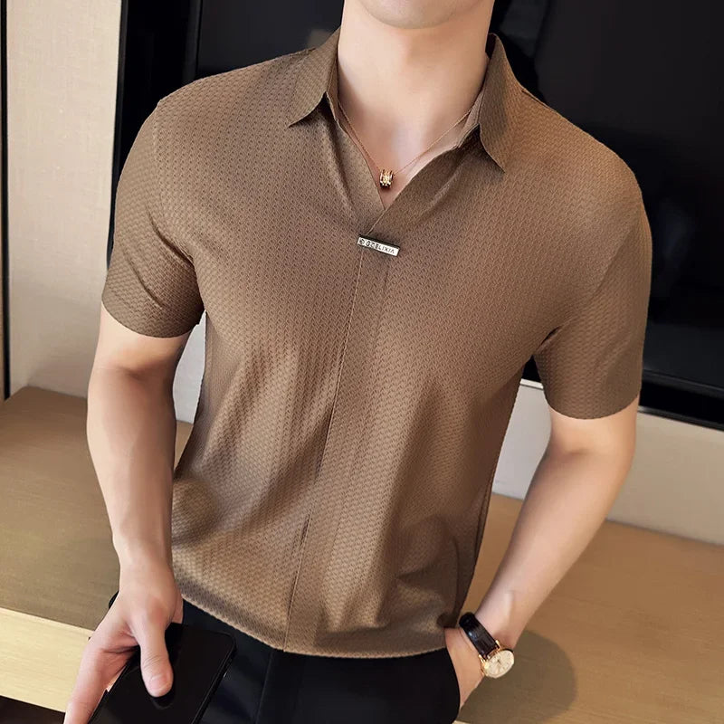 Benny | Slim Fit Polo aus eisiger Seide