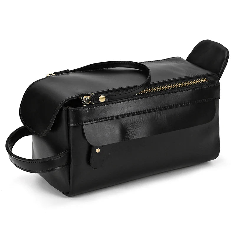 Trousse de toilette de voyage en cuir de vache