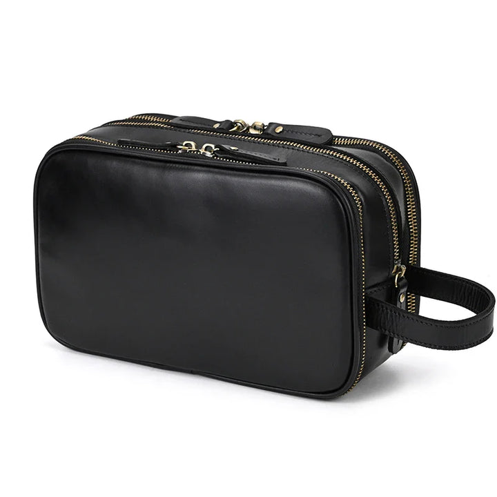 Trousse de toilette de voyage en cuir de vache