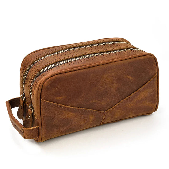 Trousse de toilette de voyage en cuir de vache