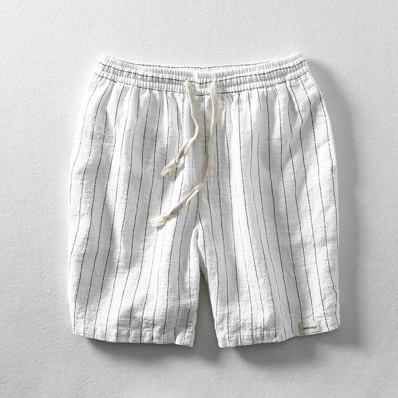 Herren-Casual-Shorts aus Baumwolle und Leinen, lockere Passform