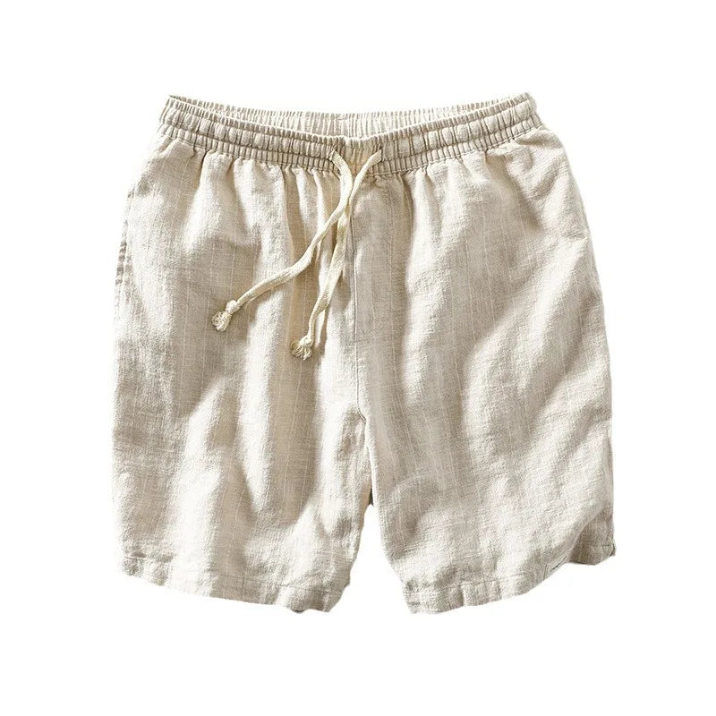 Herren-Casual-Shorts aus Baumwolle und Leinen, lockere Passform