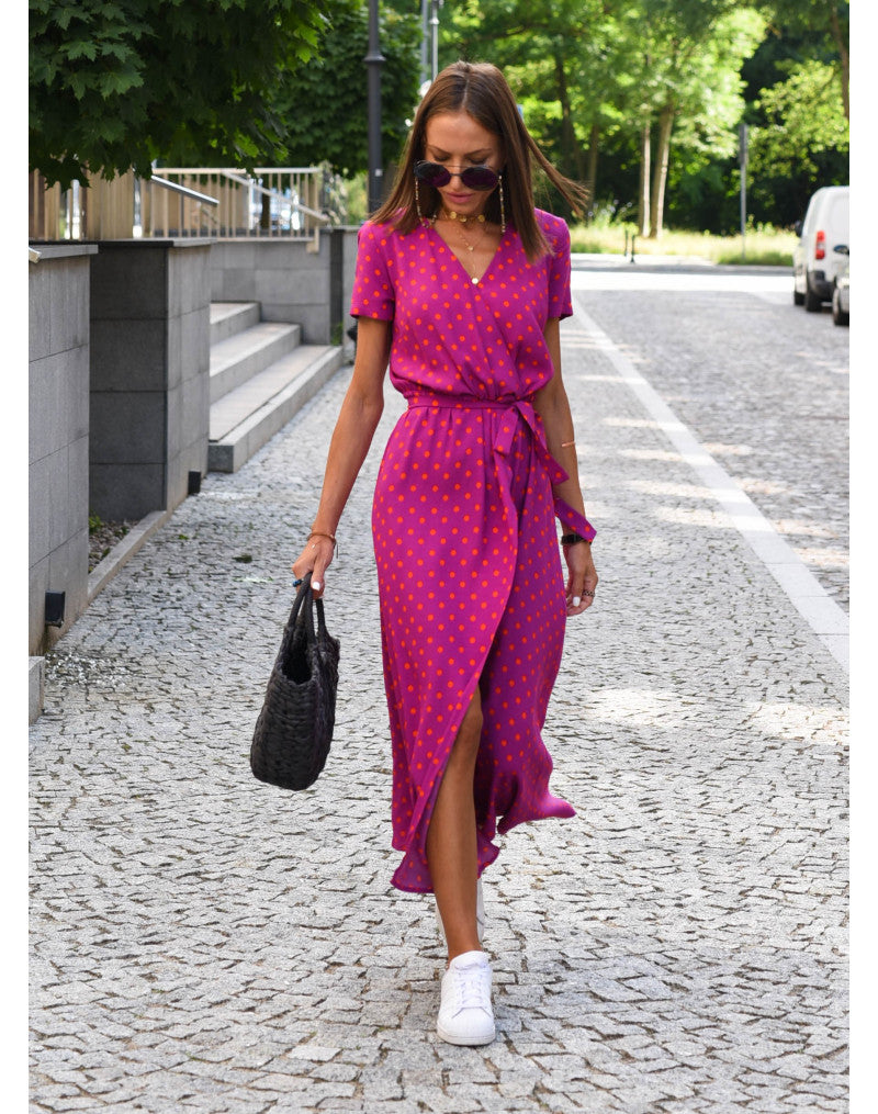 Alina – Robe portefeuille mi-longue fleurie