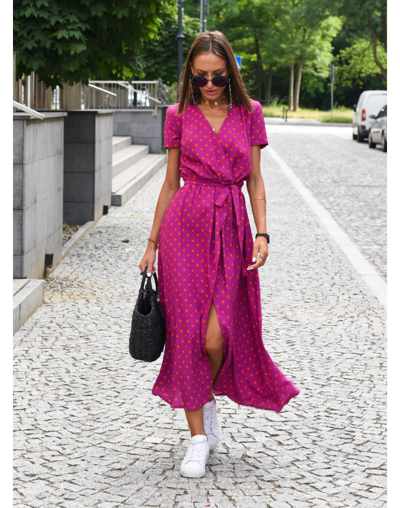 Alina – Robe portefeuille mi-longue fleurie