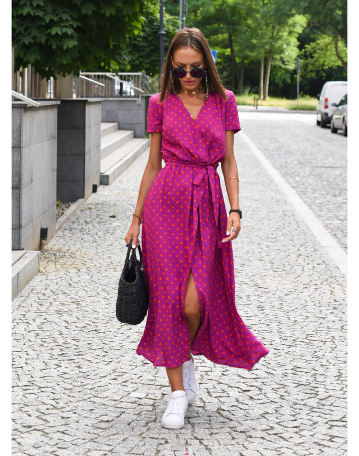 Alina – Robe portefeuille mi-longue fleurie
