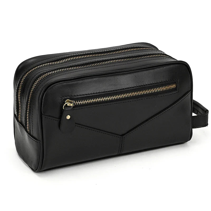 Trousse de toilette de voyage en cuir de vache