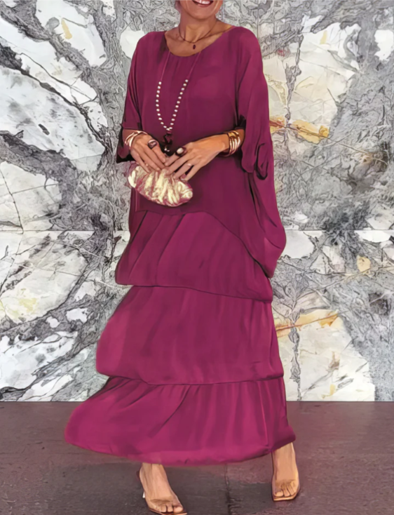 Alba™ | Lockeres Maxikleid mit Rundhalsausschnitt