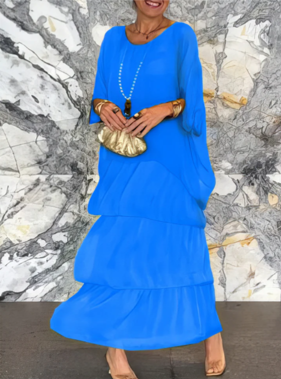 Alba™ | Lockeres Maxikleid mit Rundhalsausschnitt