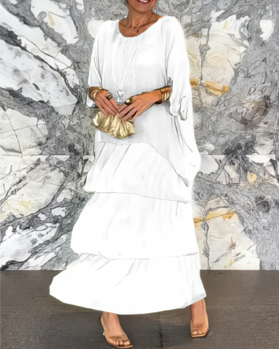 Alba™ | Lockeres Maxikleid mit Rundhalsausschnitt