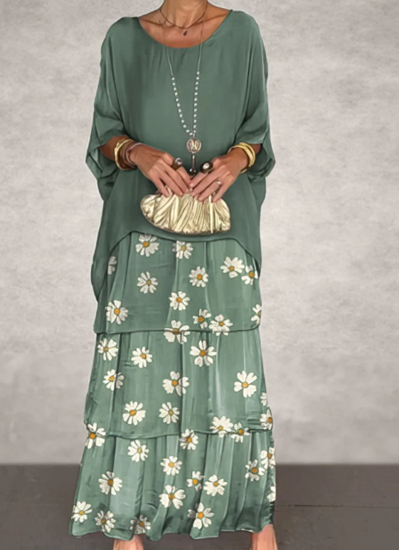 Alba™ | Lockeres Maxikleid mit Rundhalsausschnitt