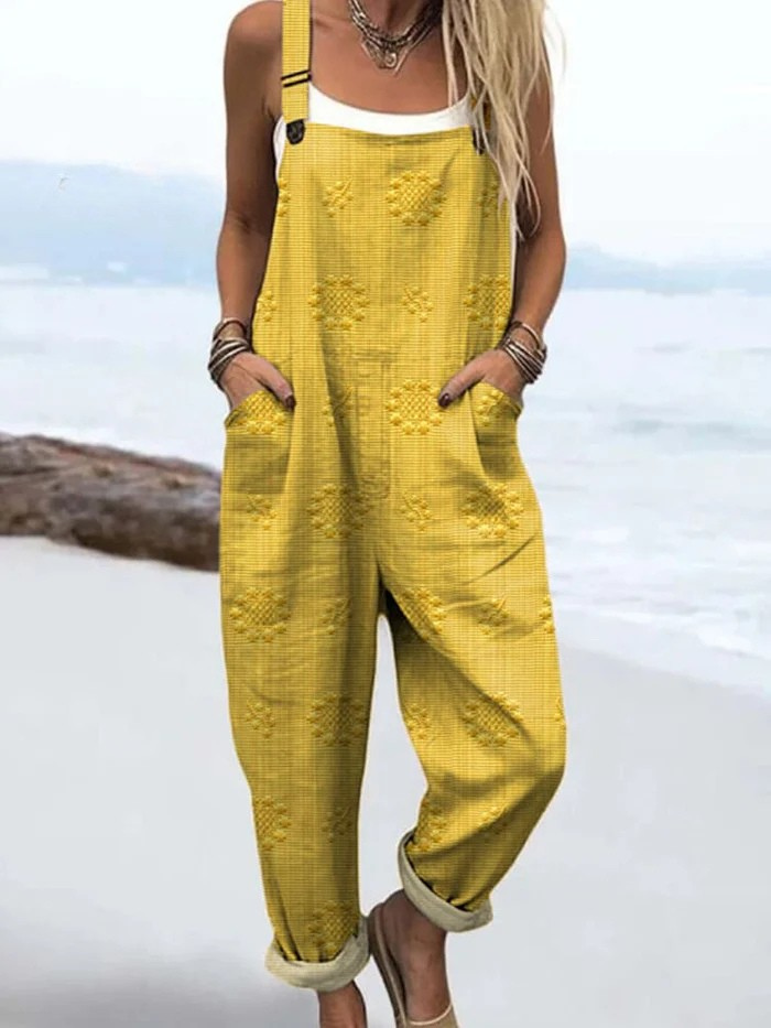 Sommer-Jumpsuit | Vintage-Blumenmuster und Kunstprint