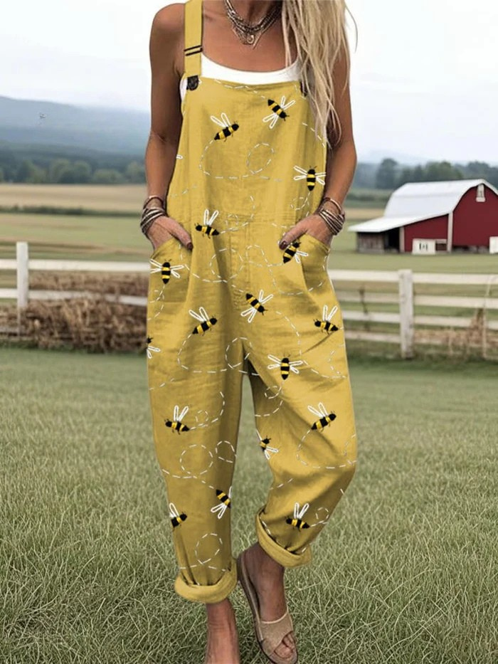 Sommer-Jumpsuit | mit besticktem Bienendesign