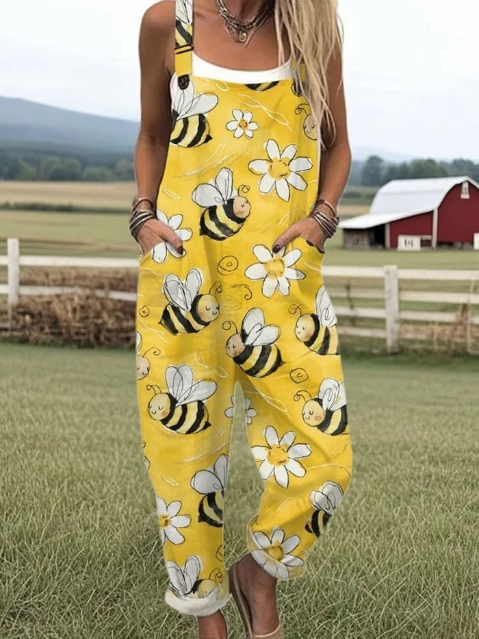 Sommer-Jumpsuit | mit besticktem Bienendesign