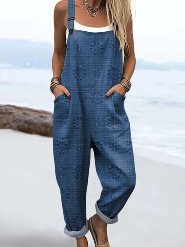 Sommer-Jumpsuit | Vintage-Blumenmuster und Kunstprint