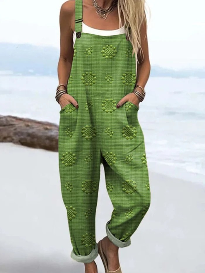Sommer-Jumpsuit | Vintage-Blumenmuster und Kunstprint