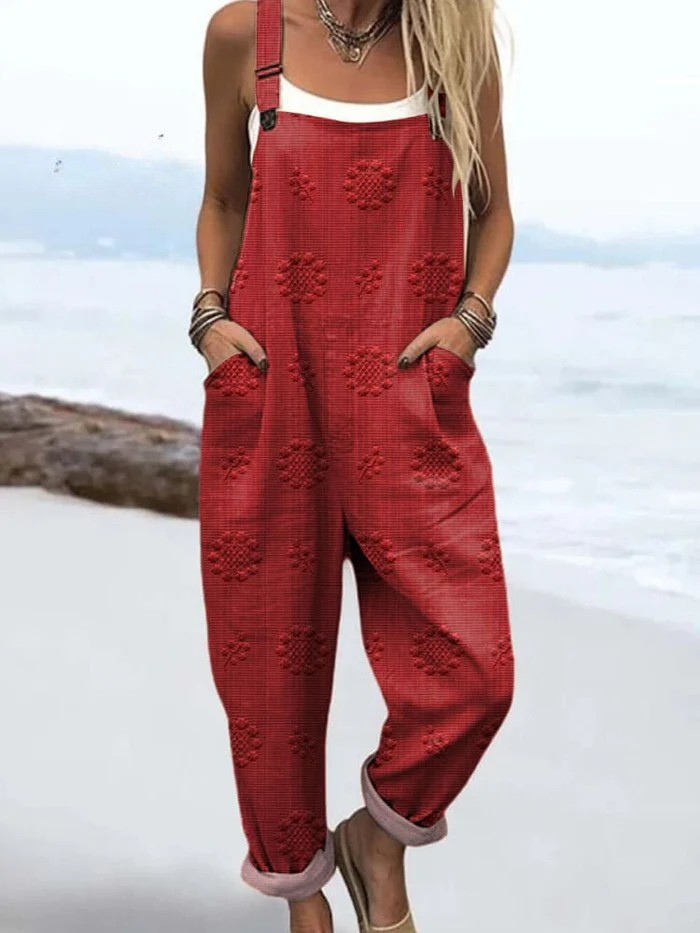 Sommer-Jumpsuit | Vintage-Blumenmuster und Kunstprint