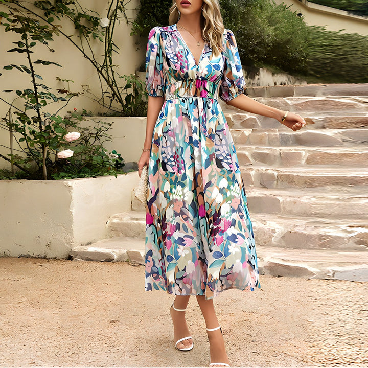 Mikina - V-Ausschnitt Midikleid