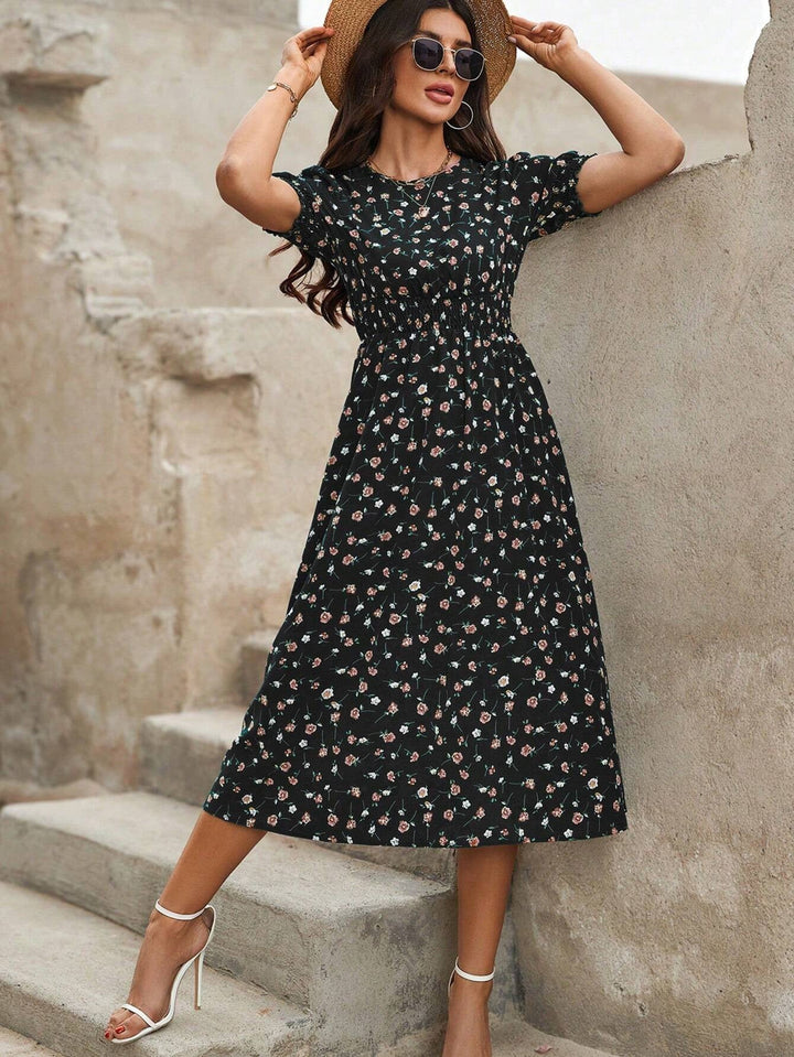 FRIEDHILDE I BLUMEN MIDI-KLEID