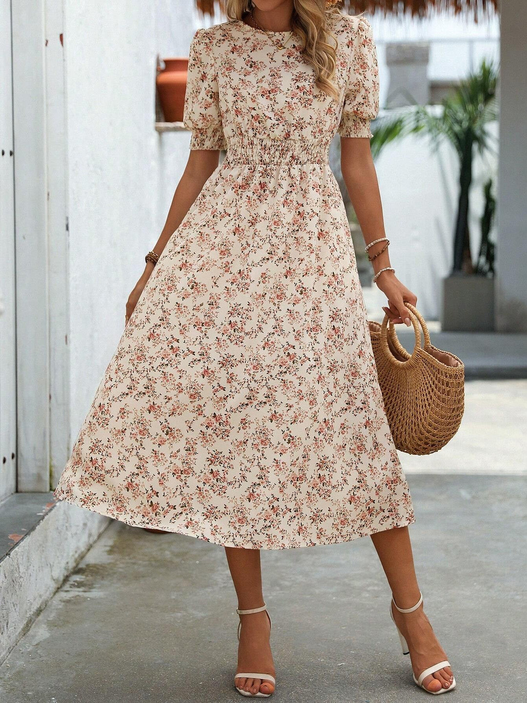 FRIEDHILDE I BLUMEN MIDI-KLEID