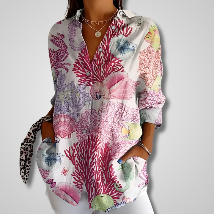 Ellinor ™ - Blusen Button-Up Floral Breeze