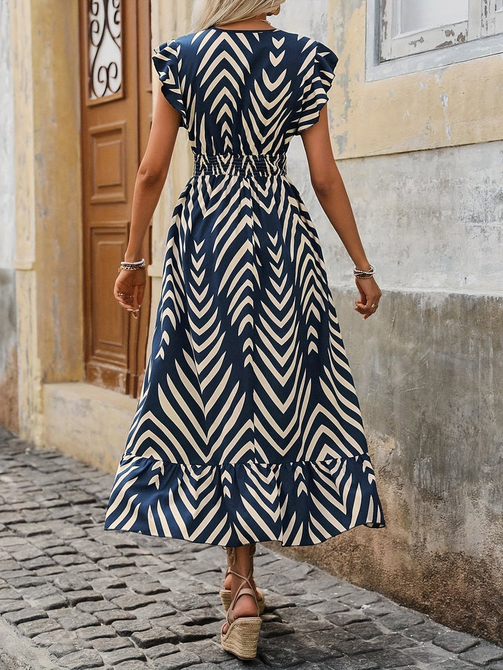 ORTRUN I BEDRUCKTES KLEID MIT V-AUSSCHNITT