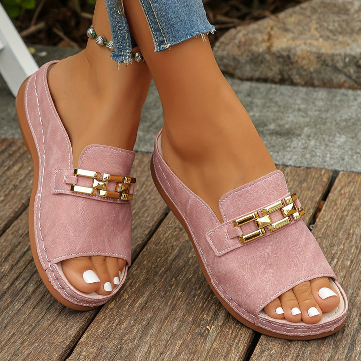 Romy™ Gold-Link Slide Sandalen