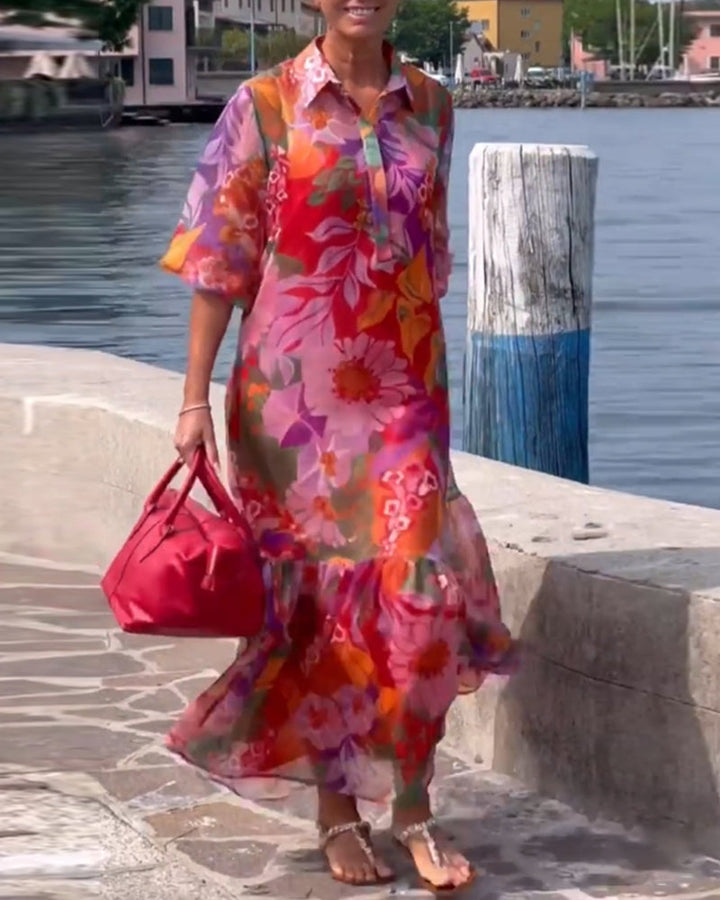 Marina - bunt bedrucktes Kleid im Blumenmuster