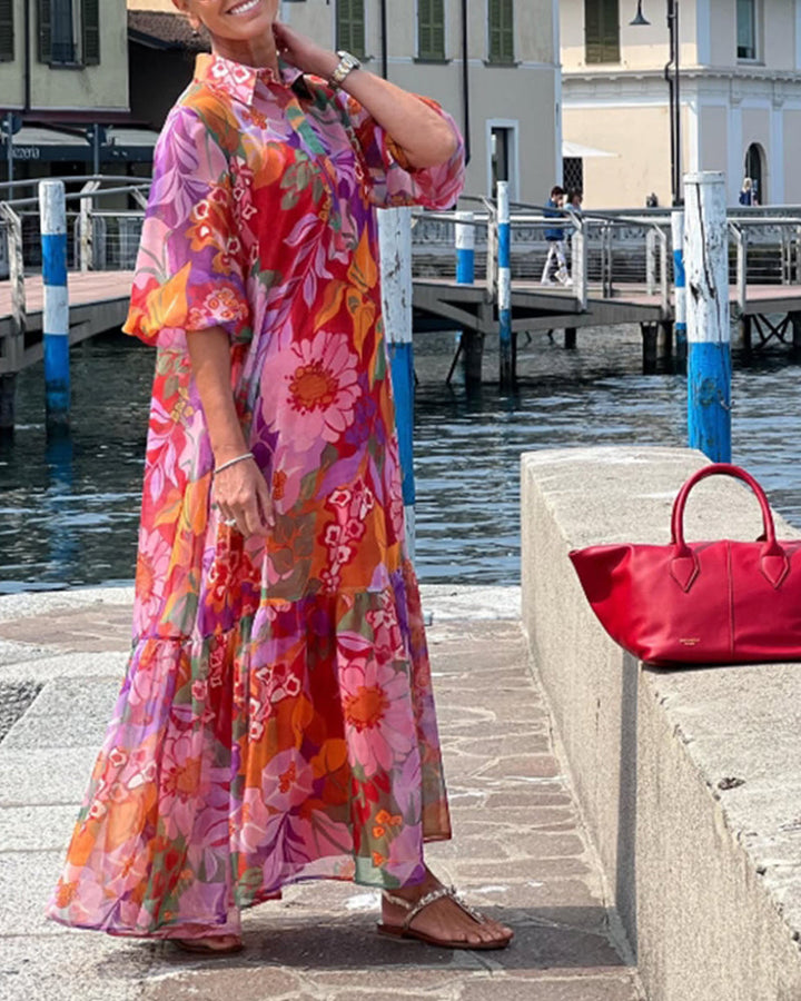 Marina - bunt bedrucktes Kleid im Blumenmuster