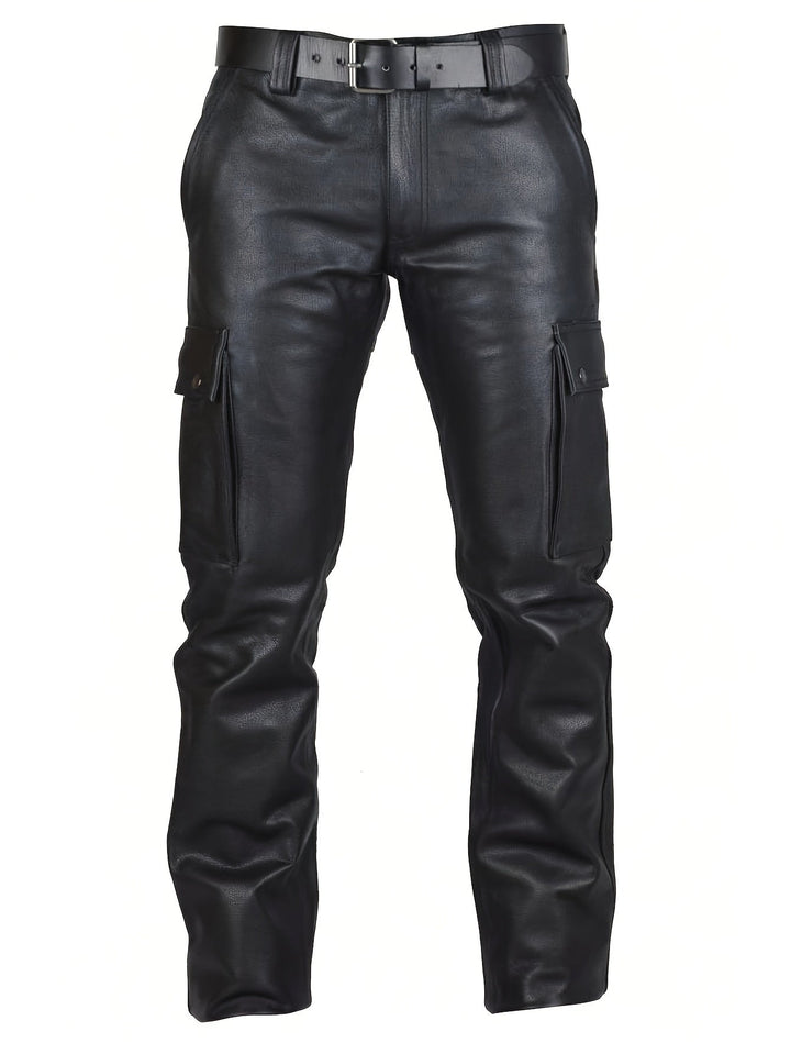 Herren Kunstleder Motorradhose