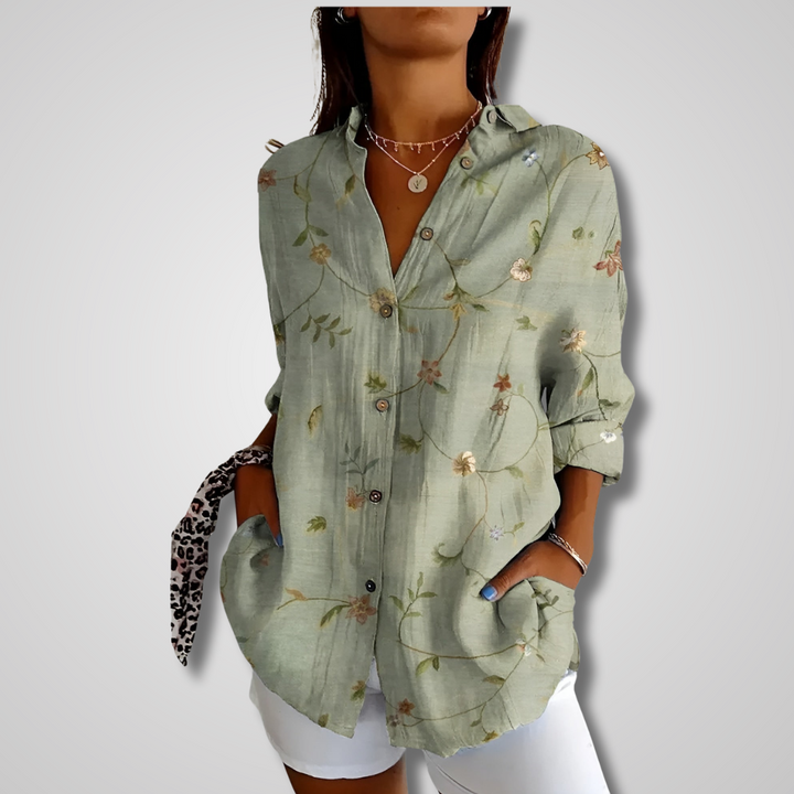 Ane ™ - Button-Up Bluse Floral Breeze