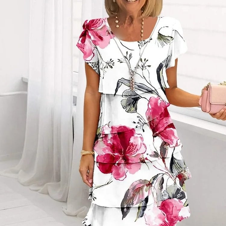 Cora | Kaskadenkleid mit Blumenmuster