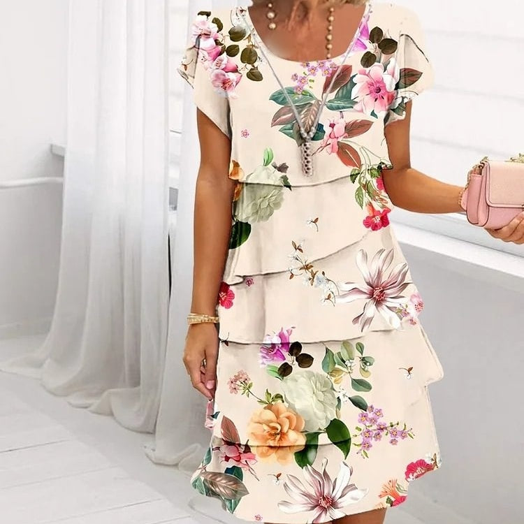 Cora | Kaskadenkleid mit Blumenmuster