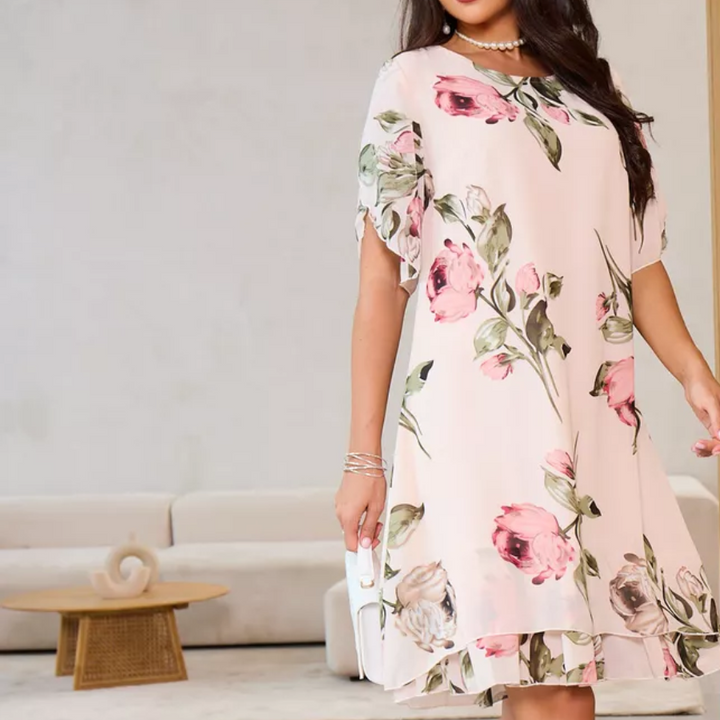 Erika - Blumenkleid mit Rundhalsausschnitt