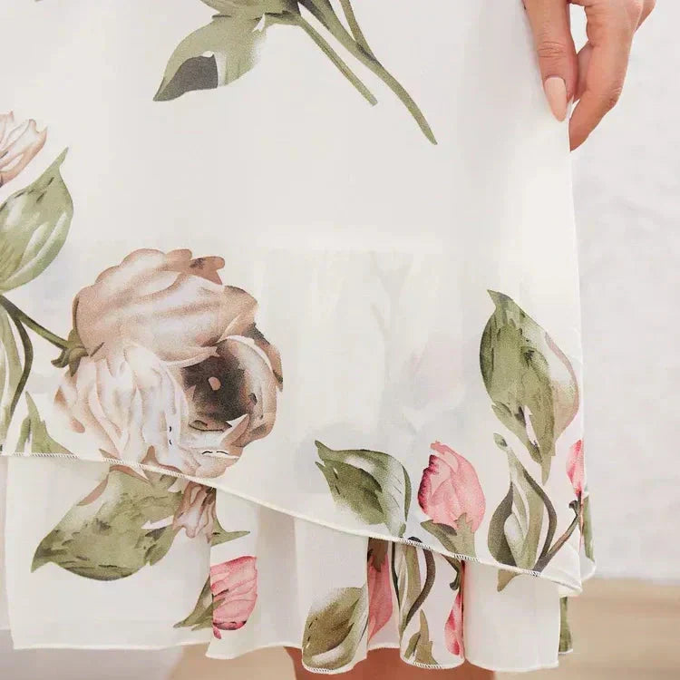Erika - Blumenkleid mit Rundhalsausschnitt