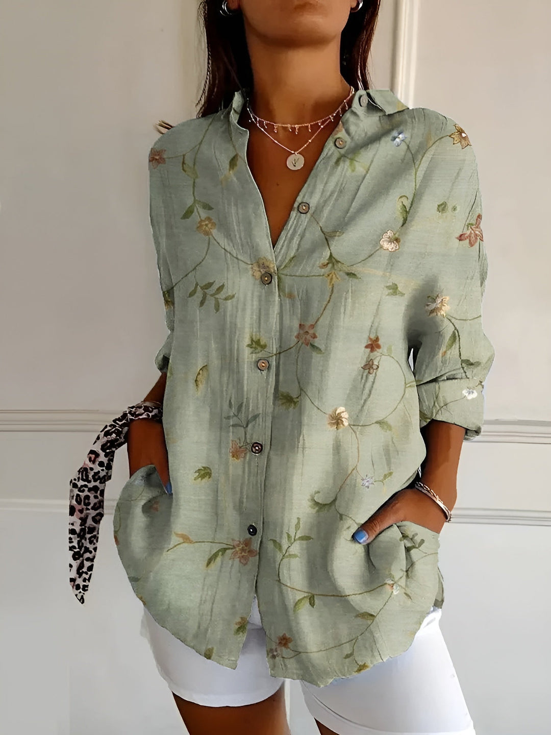 Ane ™ - Button-Up Bluse Floral Breeze