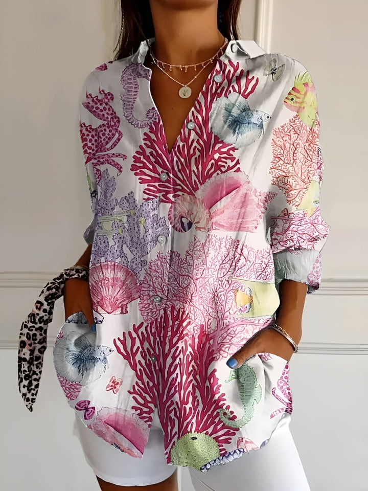 Ellinor ™ - Blusen Button-Up Floral Breeze